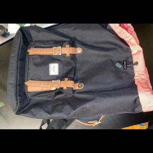 Herschel bag black red interior